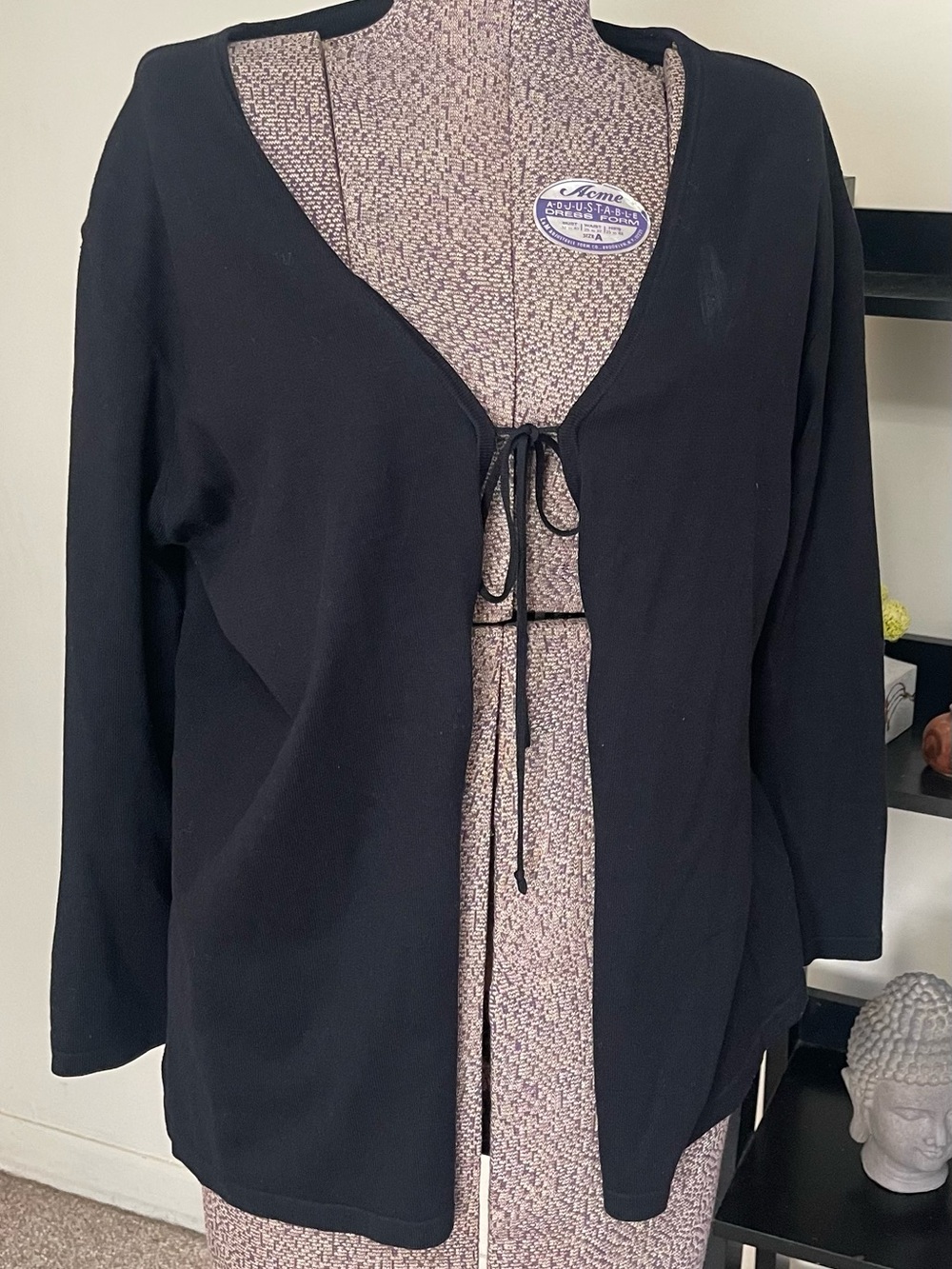 Lilly Pulitzer Black Tie-Front Cardigan Silk Blend Large